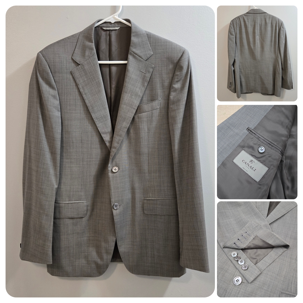 CANALI 1934 Men's Gray Blazer Jacket EU 50 US 40 - Surgeon Cuffs